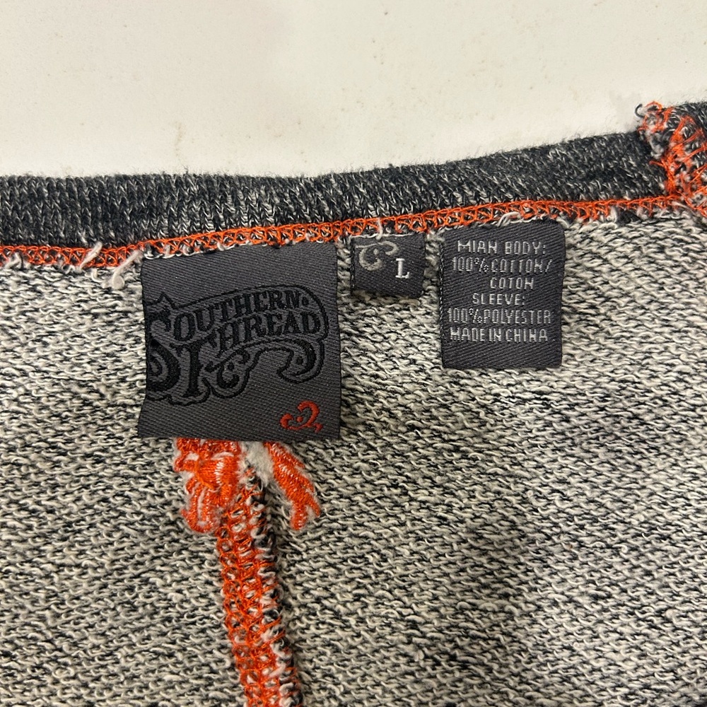Southern Thread Colorblock Raglan Top Orange Gray Size Large Lightweight - Picture 3 of 5